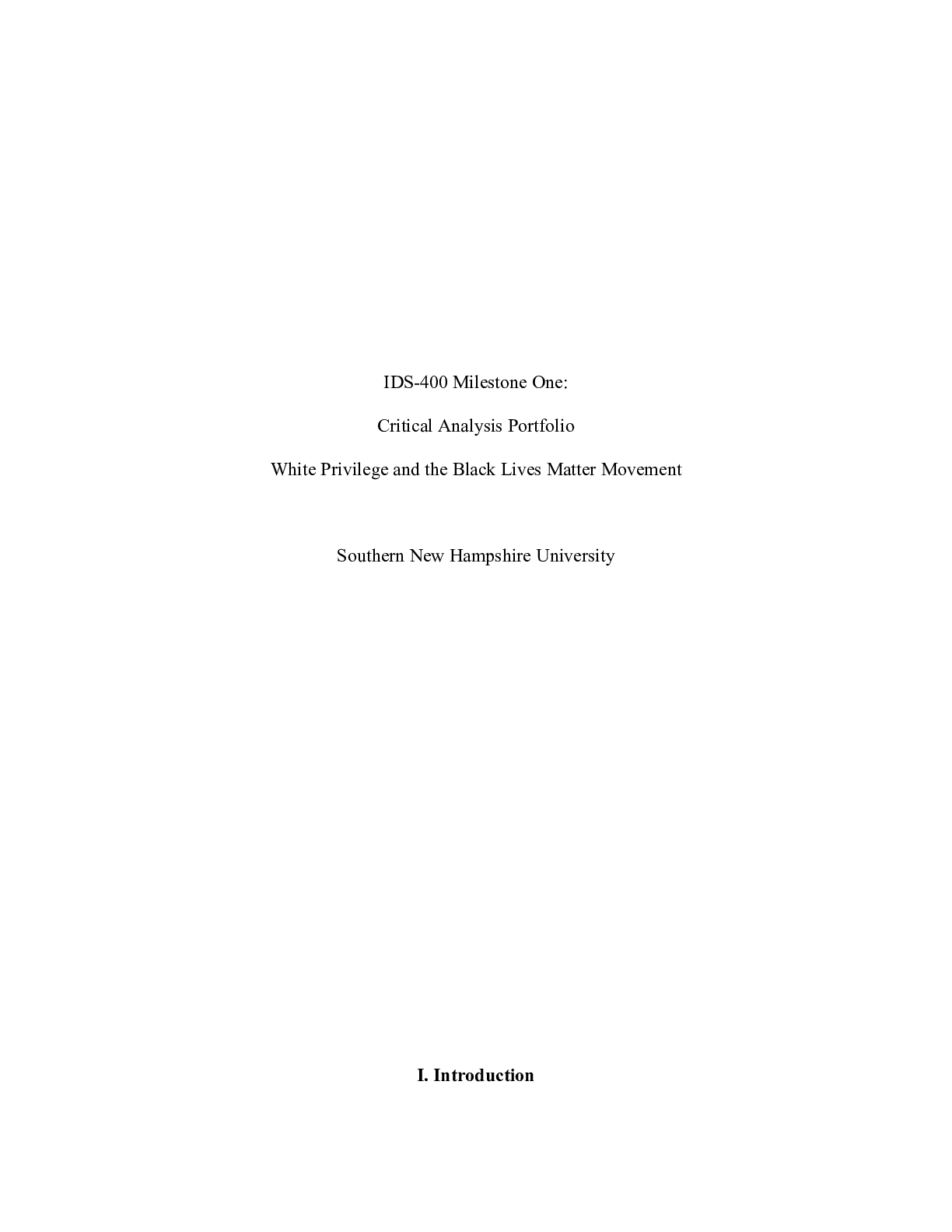 Preview image for IDS 400 Milestone 1 Critical Analysis Portfolio|    IDS-400 Milestone One:  Critical A